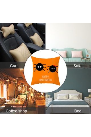 Shineyee Halloween Dekoratif Yastık Kılıfı, Kabak Desenli Kayısı Derisi, Ev/kahvehanede Kullanıma Uygun, 45x45cm Yastık İçi Hariç - Tpr184-13 Diğer