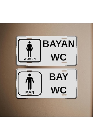 Bay Bayan Wc Tabela Seti - Metal Tuvalet Yönlendirme Levhası 2'li Set