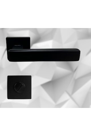Lusso Siyah 5 Adet Oda 2 Adet Wc Kare Rozetli Kapı Kolu Set - Lusso Syh 5+2