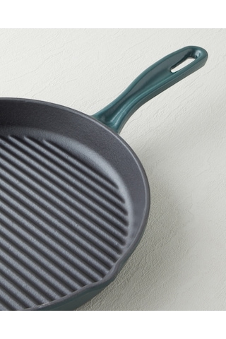 English Home Hecha Demir Döküm Yuvarlak Grill Tava 28x4 Cm Mat Yeşil Mat Yeşil