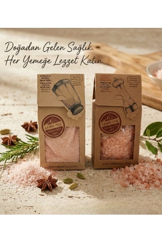 Himalaya Kristal Kaya Tuzu 2 Li Set Öğütülmüş Sofra Tuzu 500 Gr + Değirmenlik Öğütme Tuzu 500 Gr