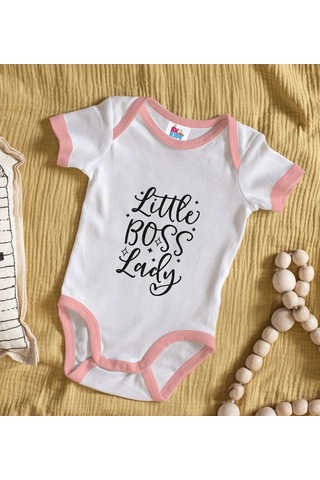 Bk Gift Bk Kids Little Boss Lady Tasarımlı Pembe Bebek Body Zıbın-1 Çok Renkli