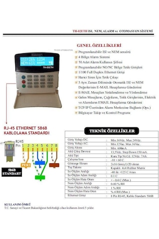 Electrosec Th-02Eg 1 Kanal Isı Ve Nem Takip Sistemi Ethernet Tcp