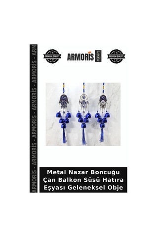 Metal Nazar Boncuğu Çan Balkon Süsü Hatıra Eşyası Geleneksel Obje 15444431