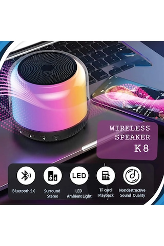 Yüksek Bass Bluetooth Hoparlör Rgb Led Bt Tf Kart Radyo Destekli