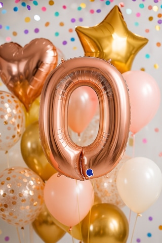 Folyo Rakam 0 Sıfır Rosegold Renkli 40 İnç 100 Cm Grabo Doğum Günü Balonu Çok Renkli