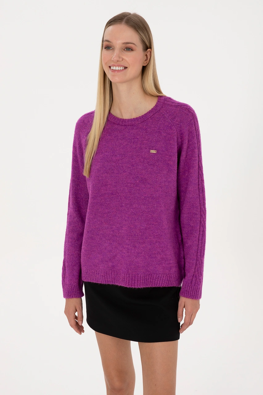 U.S. Polo Assn. Kadın Menekşe Bisiklet Yaka Kazak 50310106-VR037