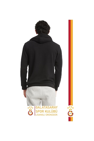 Gsstore Galatasaray Lisanslı Büyük Logo Kapüşonlu Erkek Sweat Siyah