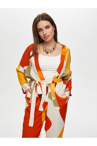 Faik Sönmez Geometrik Soyut Desen Kimono S25kmn001 Us25kmn001100 Multi Çok Renkli