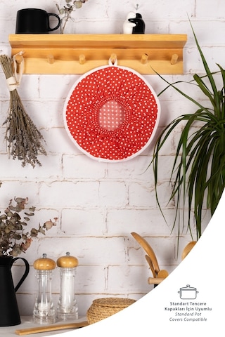 Şık Ve Pratik Demlematik: Pilav Demleme Örtüsü , Tencere Kapağı Bonesikırmızı Puantiye