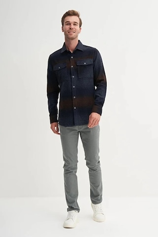 Cazador Regular Fit Cepli Oduncu Desenli Vintage Gömlek-23005 Lacivert