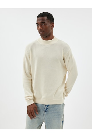 Koton Bisiklet Yaka Kazak Triko Basic Pamuklu Ekru 5wam70003ht Ekru