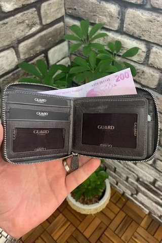 Derije Hakiki Deri Antik Gri Fermuarlı Yatay Mini Cüzdan T1490 Çok Renkli