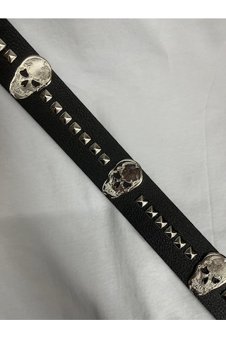 Dükkan Design Çivili Gotik Punk Deri Kemer Siyah