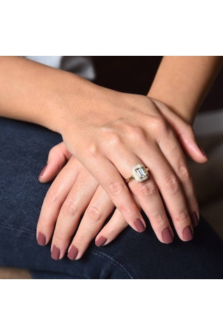 Altın Baget Tektaş Yüzük 2,00 Karat Zirconia 318232019