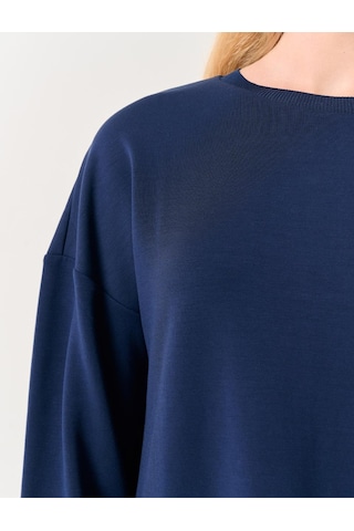 Jimmy Key Lacivert Bisiklet Yaka Uzun Kollu Oversize Sweatshirt Lacivert