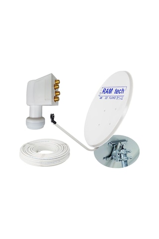 70 Cm Ofset Çanak Anten Full Set Montaj Ayağı Dörtlü Lnb 25 Me