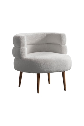 Barel Özel Tasarım Çay Seti, Berjer Ve Puf Ofis Balkon Cafe Bahçe Salon Mobilyası 2 Li Takım Beyaz Beyaz