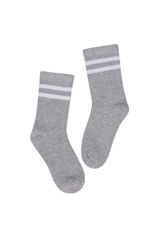 Çocuk Çorap Soket 3 Çift Unisex Beyaz-siyah-gri-1883 ÇoK Renkli