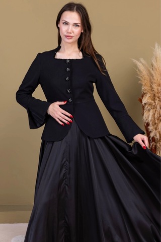 Kare Yaka İşlemeli İkili Takım 4718-siyah Siyah