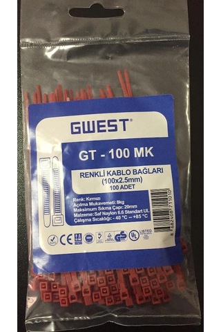 Gwest 2,5x100mm 10cm Renkli Plastik Cırt Kelepçe Kablo Bağı 4renk