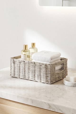 Ocean Home Textile Yıkanabilir Gri Pp Rattan Sepet 39 X 29 X 13 Cm