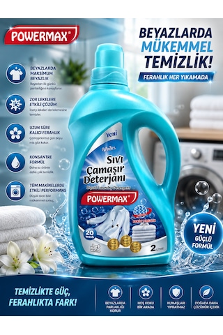 Powermax Sıvı Çamaşır Deterjanı 3'lü Set Beyazlar + Renkliler + Siyahlar 2 L X 3