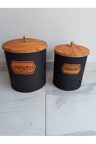 Desenli Metal 2 Li Patates Soğan Sepeti 001