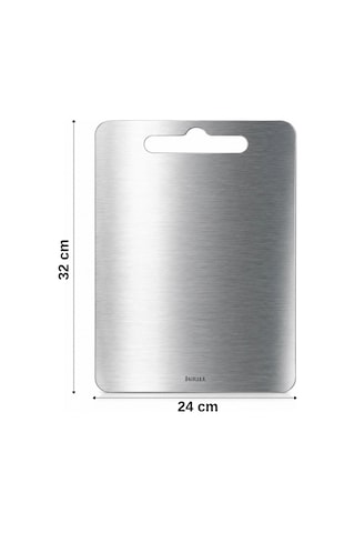 Igrıll Et Kesme Tahtası 304 Paslanmaz Çelik 32x24cm - Hijyenik Çift Taraflı Mutfak Tezgah Üstü Kesim Gri