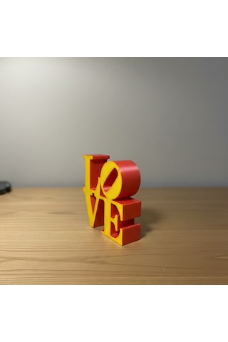 Modern "love" Tipografik Dekoratif Figür Minimalist Pla Masaüstü Aksesuarı Sarı - Kırmızı