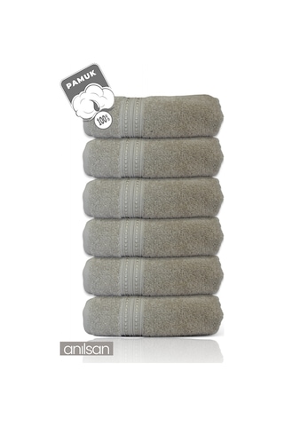 6'lı Boncuk Bej El Havlusu - 50x90 Cm, 225 Gr, %100 Pamuk, Spa Ve Otel Havlusu, Günlük Kullanıma Uygun Bej