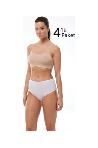 Malabadi 1030 4'lü Paket Kadın Modal Yüksek Bel Battal Slip & Külot Beyaz