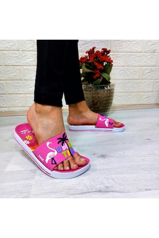 Calx 319 Pembe-beyaz 3d Baskılı Kız Çocuk Terlik Pembe - Beyaz