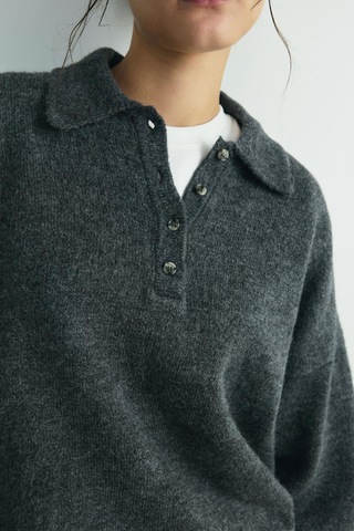 Suud Collection Füme Rani Polo Yaka Oversize Kazak