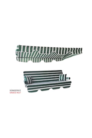 Viphomeconcept Süngersiz Salıncak Minderi Kılıfı 3 Kişilik Kılıf Yeşil Krem (454224331) Yeşil