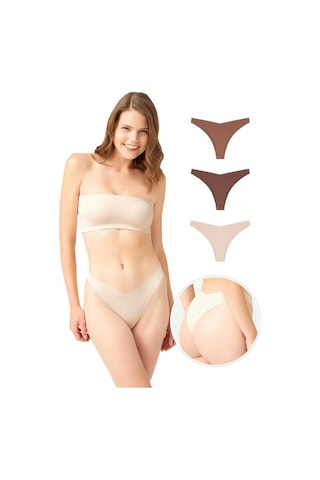 Cottonhill Lazer Kesim Kadın Brezilya Külot 3'lü Paket-3 Çok Renkli 4 Çok Renkli