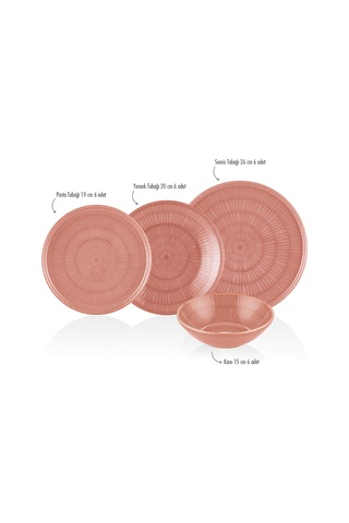 The Mia The Mia Noon Yemek Takımı 6 Kişilik Somon 24 Parça Şeffaf