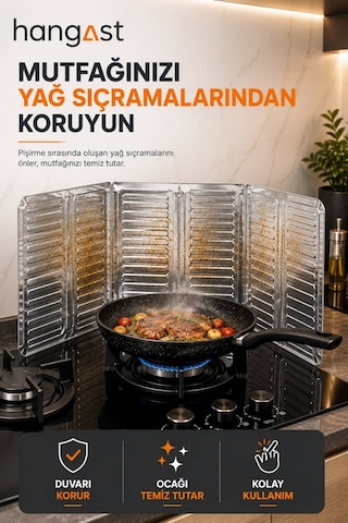 Katlanabilir Yağ Sıçratma Koruyucu Ocak Arkası Alüminyum Mutfak Paneli Sıçrama Önleyici Ocak Arka Koruyucu