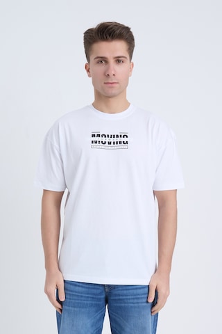 Velvoria Unisex Oversize Relaxed Moving Baskılı Beyaz Renk T-shirt
