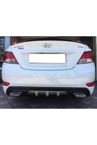 Hyundai Accent Blue Uyumlu Difüzör Difizör Siyah + Kare Egzoz Görünüm C Tip 2010 - 2018