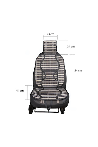 Oto Hasır Bambu Minder Ön Siyah İkili Takım Bel Destekli Terletmez Wf-1819-bk