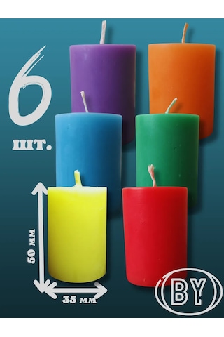 Kandlefo Renkli Sütun Mumlar 6 Adet 332631944 Açık Mavi