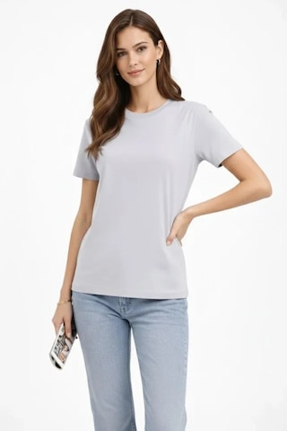 De'charme Bisiklet Yaka Tişört Regular Kalıp Basic Pamuklu Günlük Kullanım T-shirt - Gri