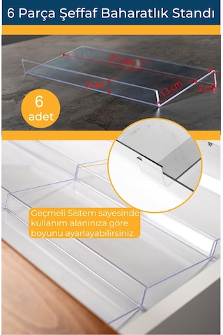 Mienda Home 6 Parça Pleksi-şeffaf Baharatlık Standı Çekmece İçi Düzenleyici Organizer-mhydkplx6 Şeffaf