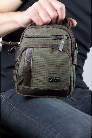 Kanvas Deri Detay Erkek Günlük El Omuz Askılı Çanta Haki A101 Haki