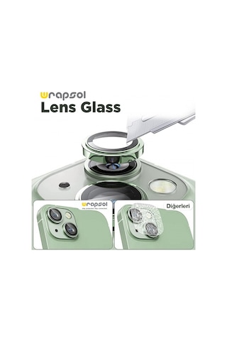 Apple Uyumlu iPhone 15 Plus Yeşil Kamera Lens Koruyucu Kolay Uygulama Aparatlı