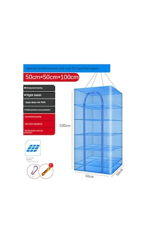 Katlanabilir Sebze Kurutma Filesi - Paslanmaz - 50 50 100 - Beş Katlı Kare Um64102-3 Yurt Dışından Çok Renkli