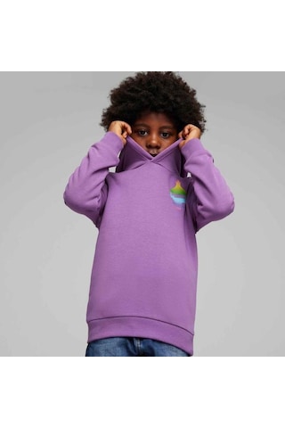Puma Puma X Trolls Erkek Çocuk Mor Kapüşonlu Sweatshirt