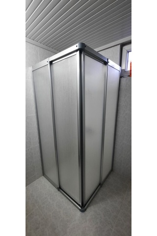 Girayduşakabin 90x120 Parlak Profil Mika Köşe Girişli Kabin Gümüş