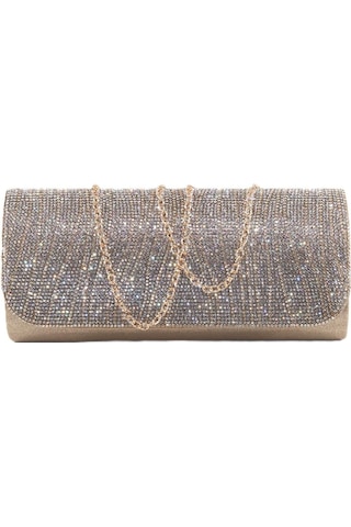 Keeba Suyolu Taşlı Gold Abiye Çanta. Abiye Portföy Clutch Davet Altın Çantası Kadın Gold Abiye Taşlı Çanta Gold